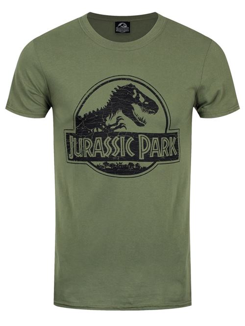Jurassic Park T-Shirt Mono Logo Homme Vert - Taille M
