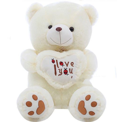 Peluche jouets mous l love you amants d'ours en 70 cm Blanc