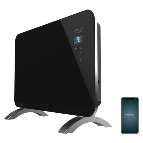 Cecotec Radiador Eléctrico Bajo Consumo Ready Warm 6670 Crystal Connection Con Wifi, 1000 W, Termostato Regulable, Temporizador