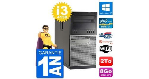 Pc tour dell 7020 intel core i3-4130 ram 8go disque dur 2to windows 10 wifi