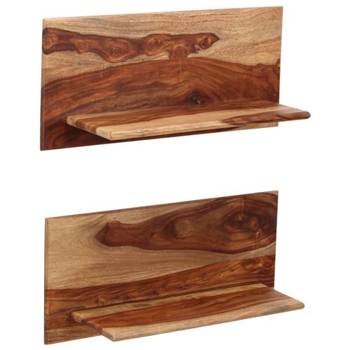 Vidaxl Étagères Murales 2 Pcs Bois Massif - Image 3