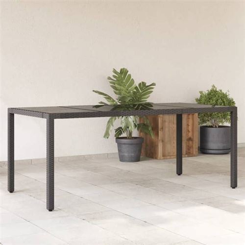 vidaXL - Table de jardin - Résine tressée - Noir - 190x90x75cm - Image 2