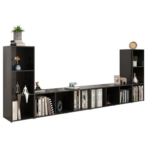 vidaXL Meubles TV 4 pcs Noir brillant 107x35x37 cm Aggloméré
