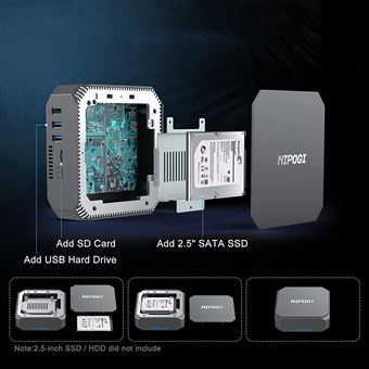 Mini PC Intel Alder Lake-N100(jusqu'à 3,4 GHz) NiPoGi AK1 Plus