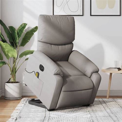 Non Communiqué Gris Vidaxl Fauteuil De Relaxation, Massage, Inclinable Électrique Réglable Tissu Taupe