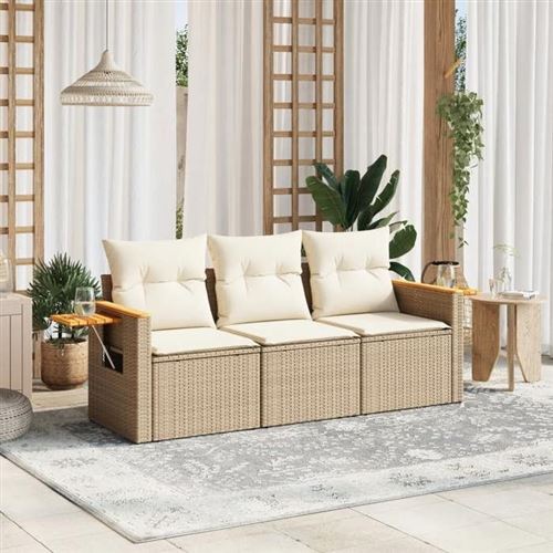 Vidaxl Beige Salon De Jardin 3 Pcs - Image 3