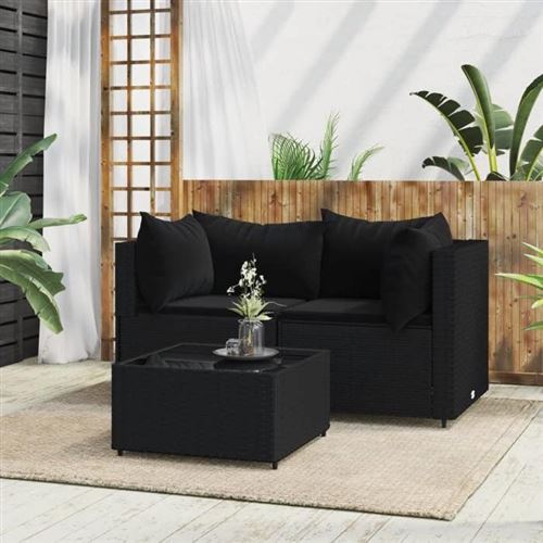 VidaXL - Garten lounge set poly-rattan, One Size, Schwarz