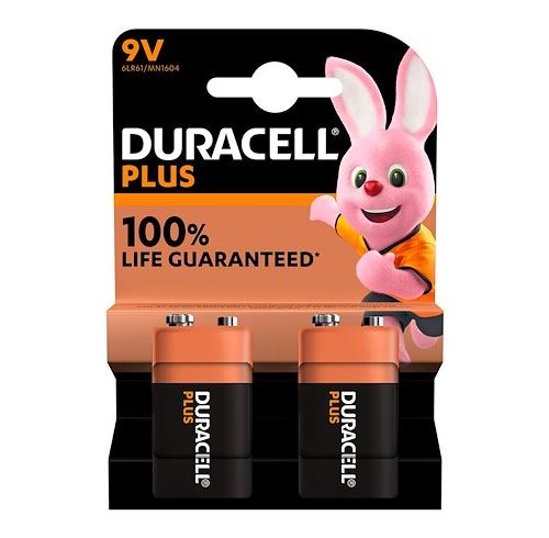 Piles Alcalines Duracell Plus B2 6LR61 9V – Lot de 2 Piles