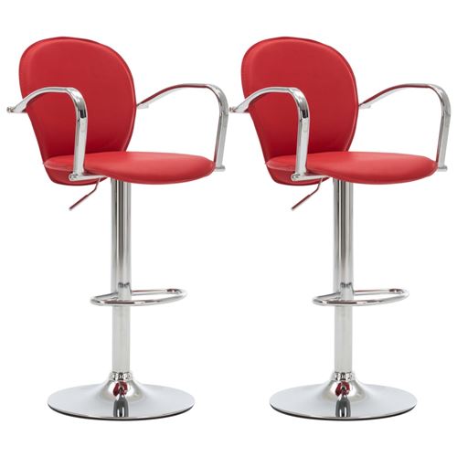 vidaXL Tabourets de bar avec accoudoir 2 pcs Rouge Similicuir