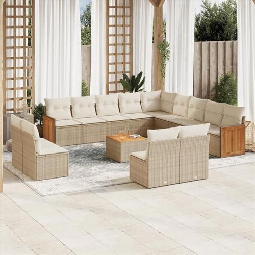  Salon de jardin modulable vidaxl beige resine tressee 12 personnes 62 x 55 x 69 cm 14 pieces 