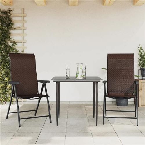 vidaXL - Chaises Pliables de Jardin - Résine - Marron - Set de 2 - Image 2