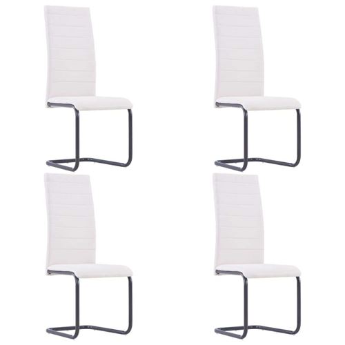 vidaXL Chaises de salle à manger cantilever 4 pcs Crème Tissu