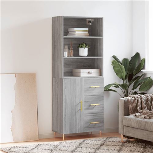 VIDAXL - Buffet haut - Sonoma - Gris - 69,5x34x180 cm - Image 3