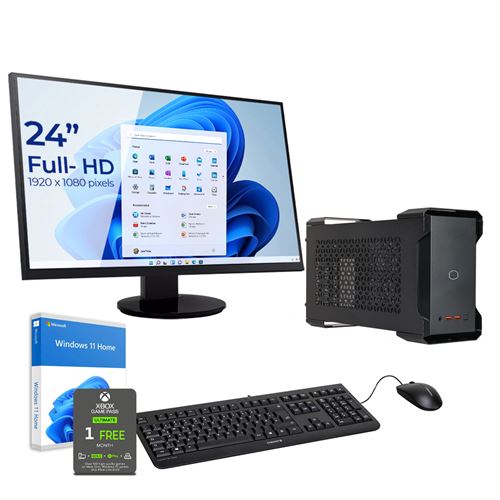 Sedatech Pack Mini-PC Bureautique • Intel i7-9750H • 16Go RAM • 500Go SSD M.2 • Wifi • BT • Windows • Unité centrale • Moniteur 23.6