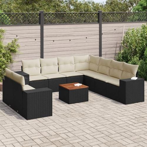 Non Communiqué Noir Vidaxl Salon De Jardin Avec Coussins 10 Pcs, Canapés De Patio, Ensemble De Meubles, Mobilier De Terrasse Extérieur, 3225510