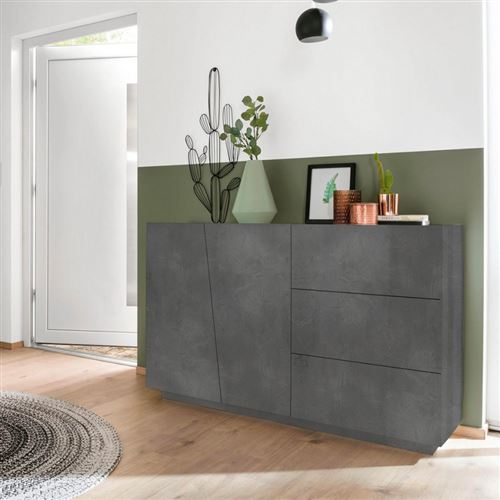 Buffet commode moderne 2 portes 3 tiroirs Vega Living Ardesia