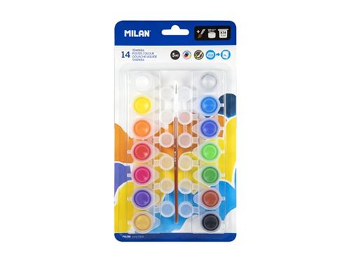 MILAN - Ensemble de peinture - 29 parties - peinture à tempera - 14 couleurs - couleurs assorties - 5 ml