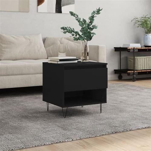 vidaXL Table basse noir 50x46x50 cm bois d’ingénierie 830910