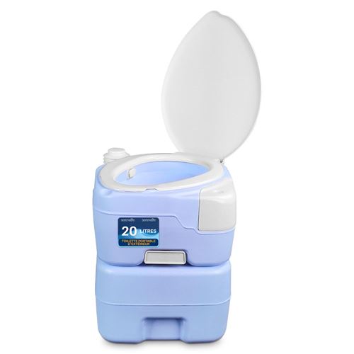 Toilette Portable - SereneLife - 20 L - 120 chasses - pulvérisateur à main et un entonnoir - Blanc