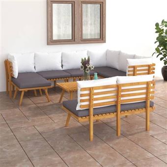 vidaXL Salon de jardin 9 pcs avec coussins Bois d'acacia solide3087018 - 1