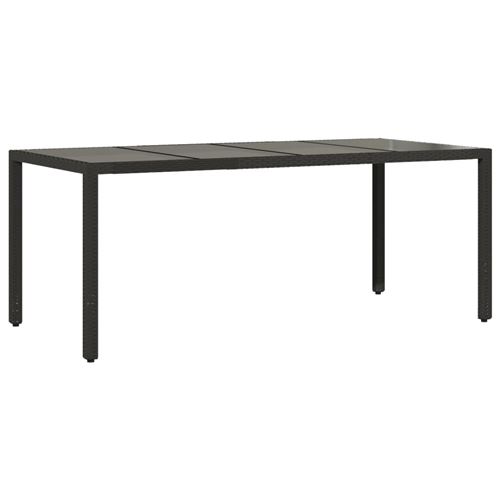 Non Communiqué Noir Table De Jardin Vidaxl Dessus En Verre 190X90x75cm Résine Tressée