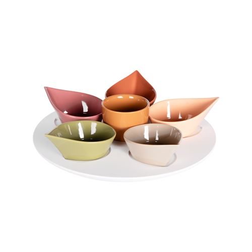 Non Communiqué Multicolore Service Apéritif 7 Pièces Udaipur 34 Cm - Table Passion - Porcelaine