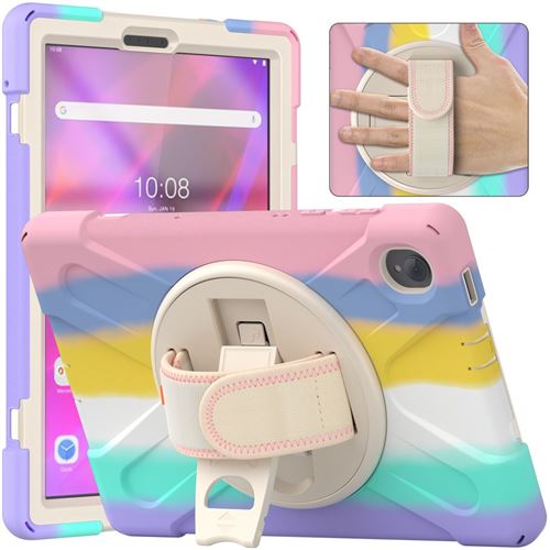 Non Communiqué Rose Coque En Silicone Anti-Rayures Avec Béquille Rotative À 360° Coloré/ Pour Votre Lenovo Tab K10/M10 Plus - Image 1