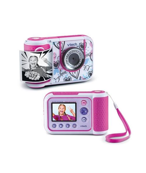 VTech KidiZoom Print Cam Rose – Appareil Photo Numérique à Impression Instantanée – 5 MP – Écran 2,4” – Dès 5 Ans
