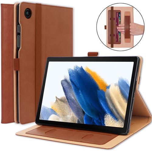 Non Communiqué Marron Etui En Pu Avec Support Et Porte-Cartes Pour Votre Samsung Galaxy Tab A8 10.5 (2021)