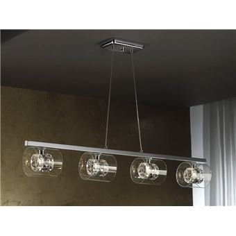 Schuller Flash - Suspension de plafond à 4 ampoules en cristal, chrome, G9 - 1