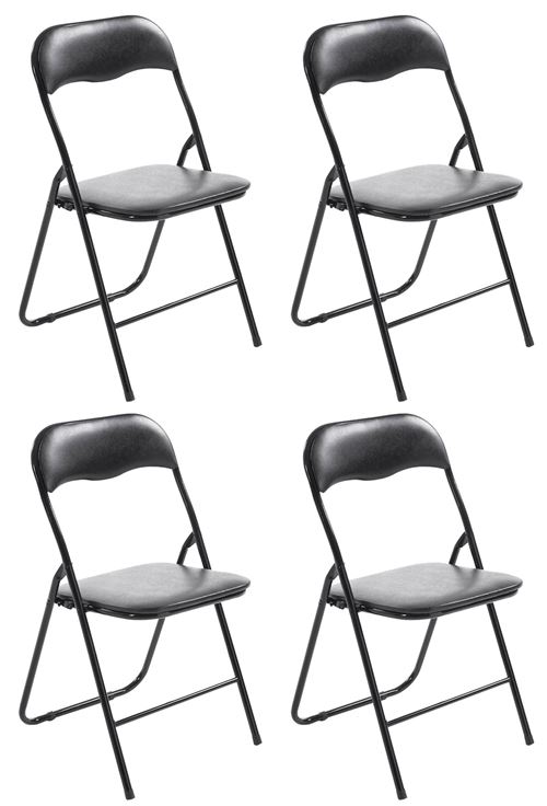 CLP Lot de 4 Chaises pliables Felix , Noir / Noir