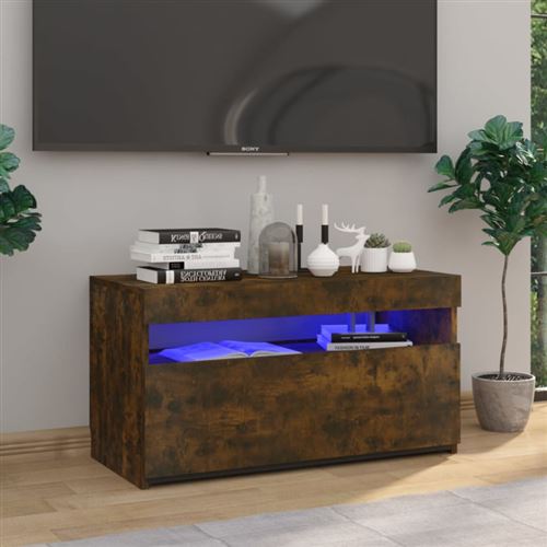 Vidaxl Meuble Tv Avec Led - Chêne Fumé - Image 3