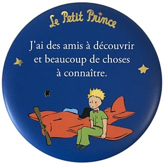 Aimant Rond Le Petit Prince Et La Rose - 5,5 Cm, Blanc Et Beige, Métal - Neuf, Fabriqué En France