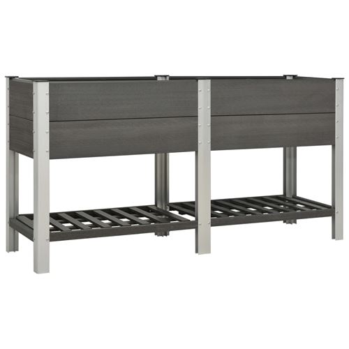 vidaXL Lit surélevé de jardin avec étagère 175x50x90 cm WPC Gris