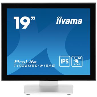 iiyama ProLite T1932MSC-W1SAG - Écran LCD - 19" - écran tactile - 1280 x 1024 - IPS - 250 cd/m² - 1000:1 - 14 ms - HDMI, VGA, DisplayPort - haut-parleurs - blanc mat