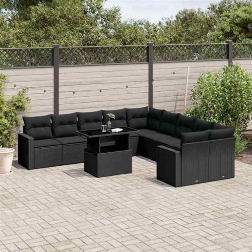 Non Communiqué Noir Salon De Jardin Modulable Vidaxl Rotin 11 Pieces 62 X 62 X 69 Cm 2 Personnes