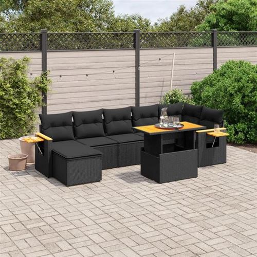 Non Communiqué Noir Vidaxl Salon De Jardin Avec Coussins 8 Pcs, Canapés De Terrasse, Ensemble De Meubles De Patio, Mobilier D'extérieur, 3273624
