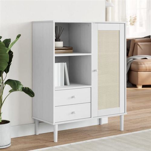 Vidaxl Blanc Buffet Senja Aspect Rotin 90X40x112cm - Image 3