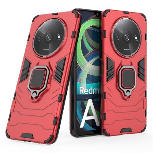Coque pour Xiaomi Redmi A3 / Poco C61 4G - housse etui rigide anti choc + film ecran - ROUGE - htdmobiles