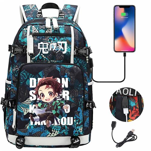 Sac à dos college Demon Slayer Tanjirō Kamado avec port de chargement 47*15*30cm #DMS018
