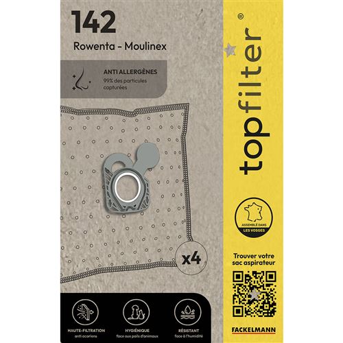 Lot de 4 sacs aspirateur Rowenta et Moulinex Premium ref 64142