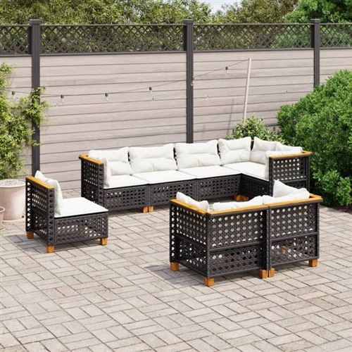 Non Communiqué Noir Salon De Jardin Modulable Vidaxl Resine Tressee 8 Pieces 56.5 X 56.5 X 56.5 8 Personnes