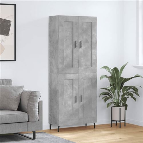 Non Communiqué Gris Vidaxl Buffet Haut, Armoire De Rangement Avec Pieds, Meuble De Rangement, Organisateur Salon Salle De Séjour, Béton Bois D'ingénierie