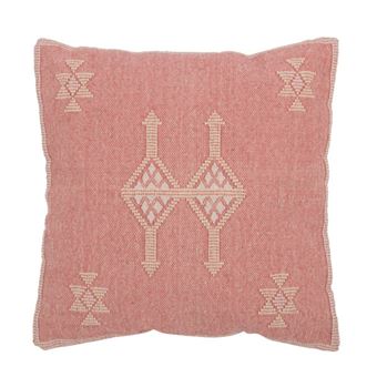 Coussin Design "Diamants" 45x45cm Pêche & Rose - 1
