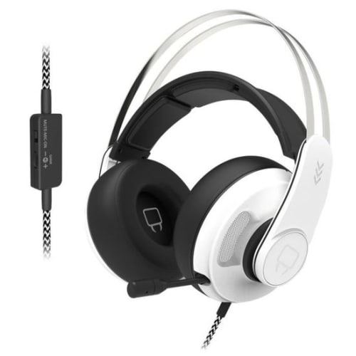 Casque PC Venom Saber VS2876 Filaire Circum-Auriculaire Jack 3.5mm Microphone Rétractable Qualité Sonore Cristalline Blanc