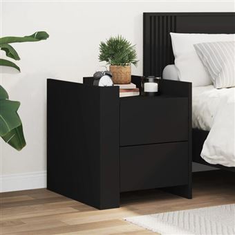 vidaXL Table de chevet noir 45x50x50 cm bois d’ingénierie, meuble de chevet, table d'appoint, armoire de lit, armoire de 848284 - 1
