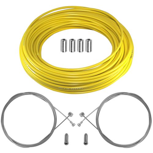kit câble gaine de frein vélo jaune avant arrière téflon cycle route vtt course vintage universel