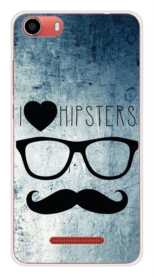 Coque en silicone imprimée compatible Wiko Lenny 2 I Love Hipster