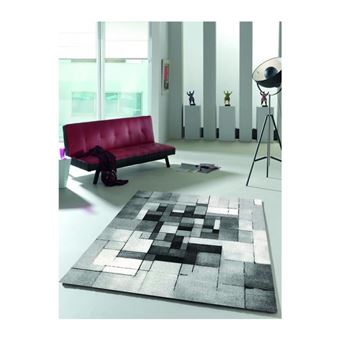 Tapis De Salon Belis 2104 Contemporain 80x150 Cm Gris Blanc Et Noir