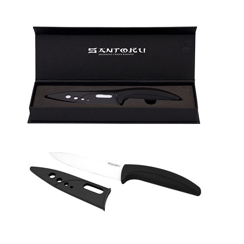 Couteau d'office lame 13 cm en céramique - santoku blanc
